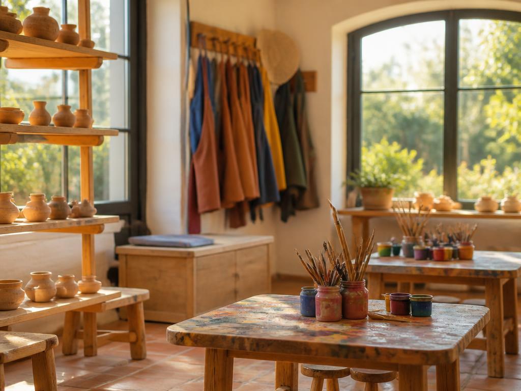 Example Featured listing: a real photo of a sunlit children's art and pottery studio